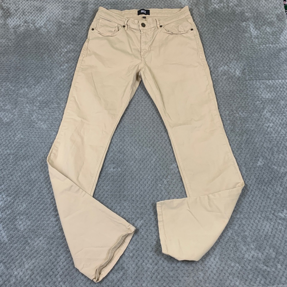 Paige Normandie Hatch Pants Mens 32 Tan Beige Straight Leg Made USA M657533-1835
